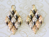 Marquis Shaped Earrings in White, Yellow & Rose Gold