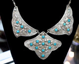 Custom Made ~ Egyptian Silver & Turquoise Necklace