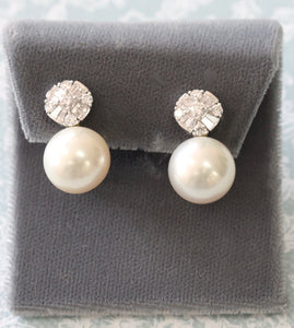 Elegant ~ Pearl & Diamond Earrings