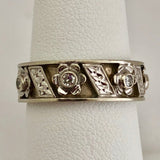 Retro Etched Band with Diamond Accents