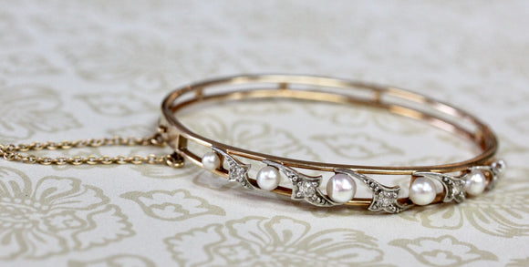 Diamond Bangle Bracelet ~ Art Nouveau
