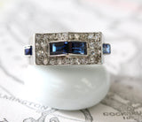 Sapphire & Diamond Ring ~ Art Deco