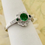 Charming Emerald & Diamond Ring, 18K