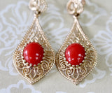 Colorful ~ Coral Drop Earrings