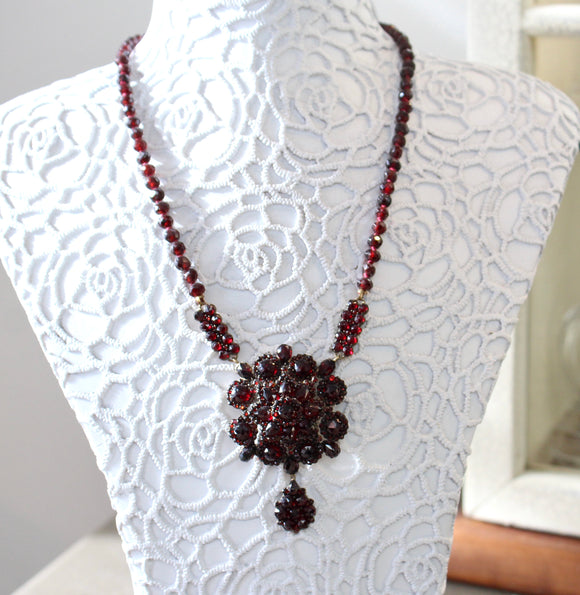 Antique ~ Czechoslovakian Garnet Necklace
