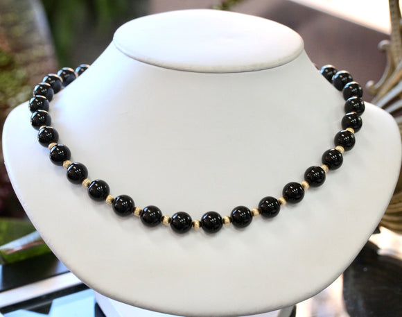 Onyx & Yellow Gold Necklace