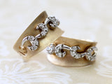 Two Tone Gold Huggie Earrings with Swirl Design