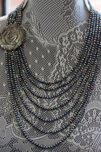 Eye Catching ~ 7 Strand Peacock Fresh Water Pearl Necklace
