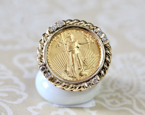 Fun & Interesting  ~ Diamond Accented Coin Ring