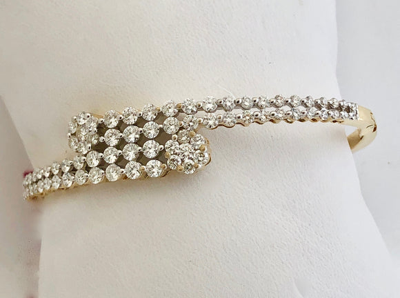 Double Row Diamond Bangle with Flower Accents