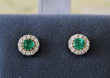 Precious ~ Emerald & Diamond Stud Earrings