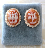 VINTAGE ~ Shell Cameo Earrings featuring the Three Graces