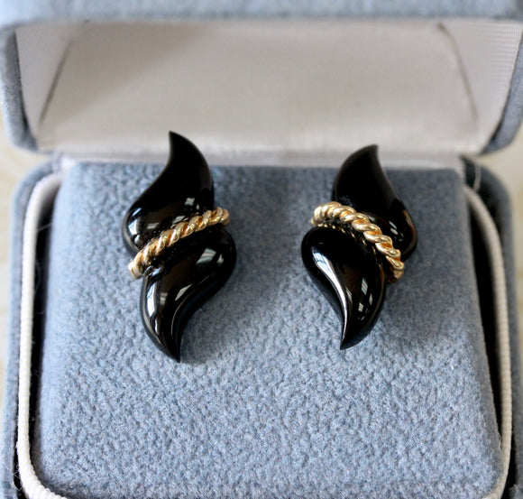Black Onyx Earrings with rope design