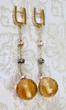 Faceted Citrine & Diamond Hanging Earrings ~ WOW