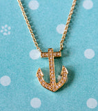 Diamond Anchor Necklace with adjustable length