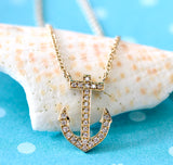 Diamond Anchor Necklace with adjustable length