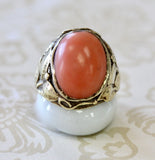 Arts and Crafts Coral Ring