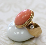 Coral Ring with Diamond Accents