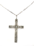 Sterling Silver & Marcasite Cross Pendant Necklace