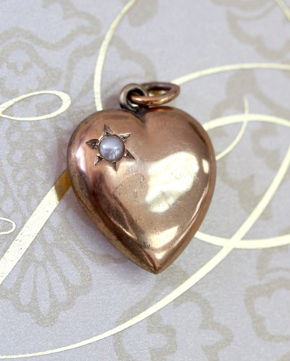Heart Pendant with Seed Pearl ~ Circa 1900
