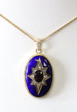 Blue Enamel, Garnet & Diamond Necklace