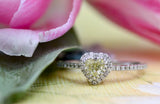 Natural Yellow Diamond & Diamond Engagement Ring ~ Precious