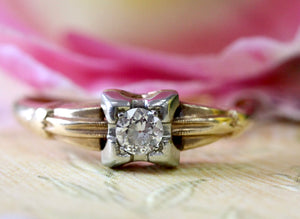 Diamond Engagement Ring, Mine Cut ~ Circa 1940's