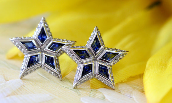 Sapphire & Diamond Star Earrings