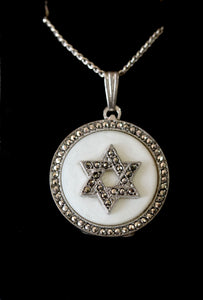 Sterling Silver & Marcasite Star of David Locket