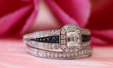 Stunning Engagement Ring & Band Set with Sapphire Accents
