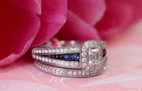 Stunning Engagement Ring & Band Set with Sapphire Accents