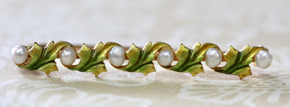 Enamel Pin with Pearls ~ ANTIQUE