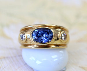 Sapphire Band with Diamond Accents