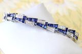 Synthetic Sapphire & Diamond Bracelet ~ PLATINUM