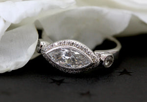 Marquis Diamond Engagement Ring ~ Hand Crafted