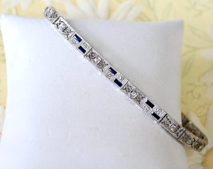Diamond Bracelet with Blue Stones ~ VINTAGE