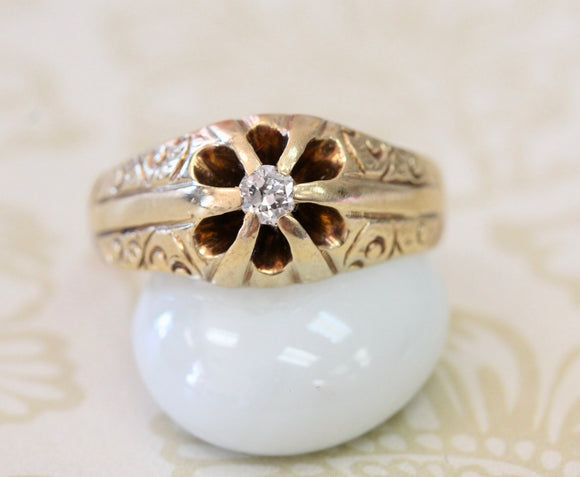 Belcher Set Diamond Ring ~ VICTORIAN