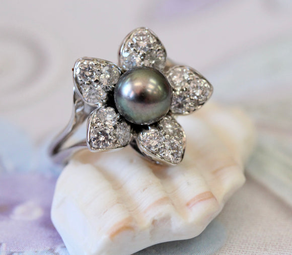 Single Tahitian Black Pearl and Sterling Ring » Tookey Buxton