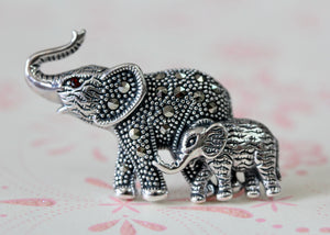 Sterling Silver & Marcasite ELEPHANT Pendant/Pin