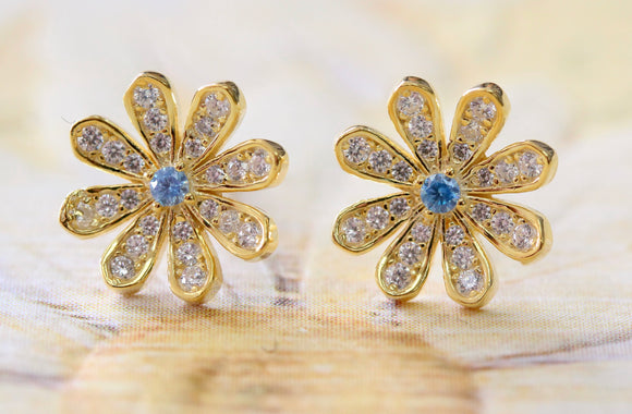 Sparkling & Fun ~ Flower Petal CZ Earrings