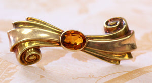 Gold Pin with Madeira Topaz