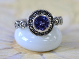 Sterling Silver, Marcasite & Tanzanite Ring