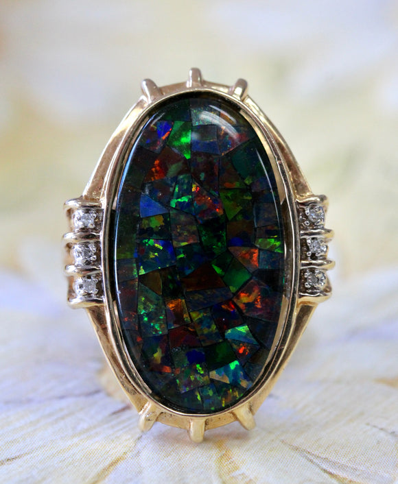Mosaic Opal & Diamond Ring ~ WOW