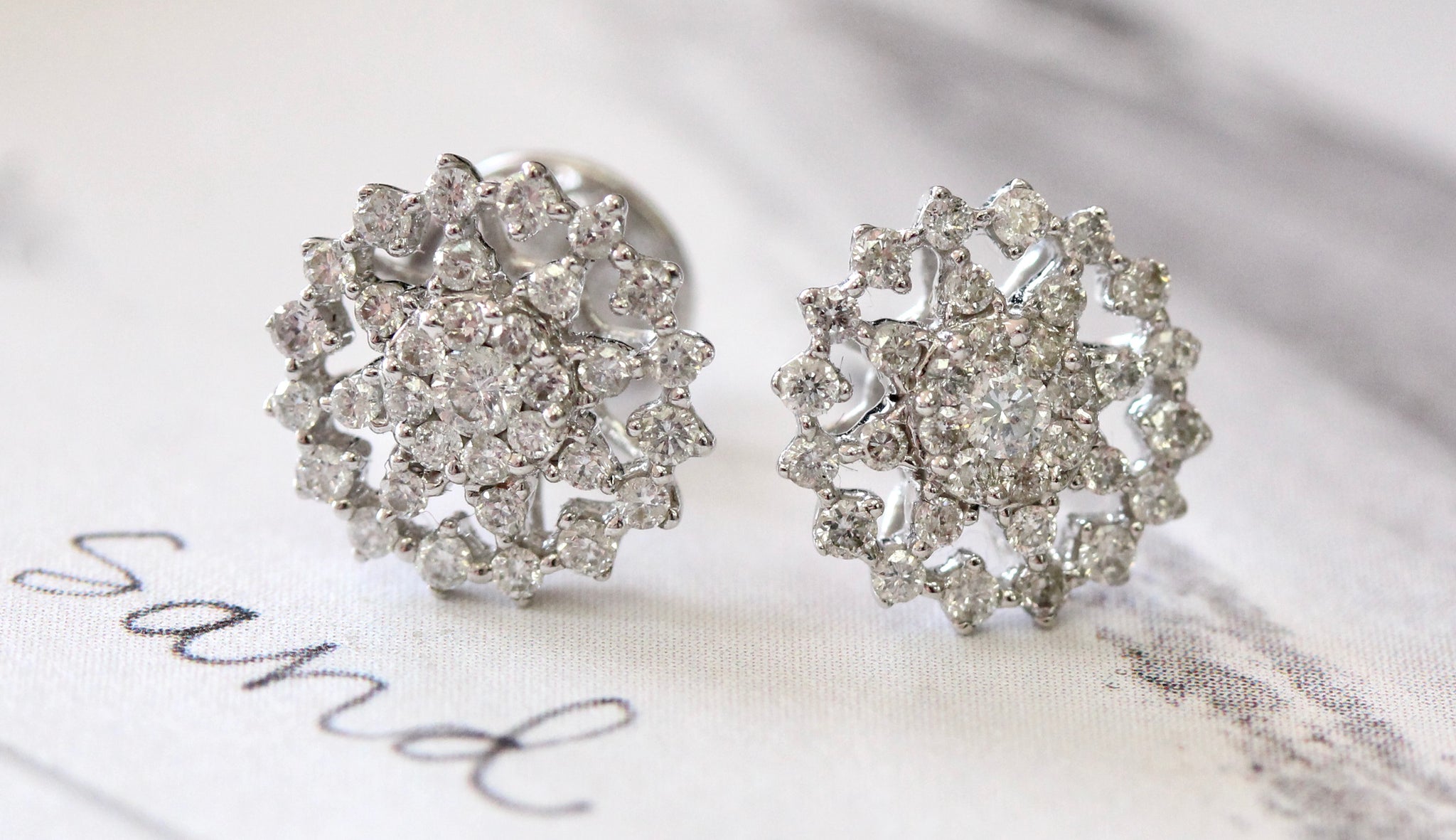 White & Sparkly Diamond Stud Earrings – Fancy Flea Antiques