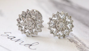 White & Sparkly Diamond Stud Earrings