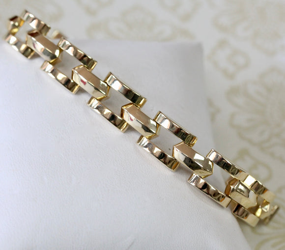 Wide Link Gold Bracelet ~ Estate Collection