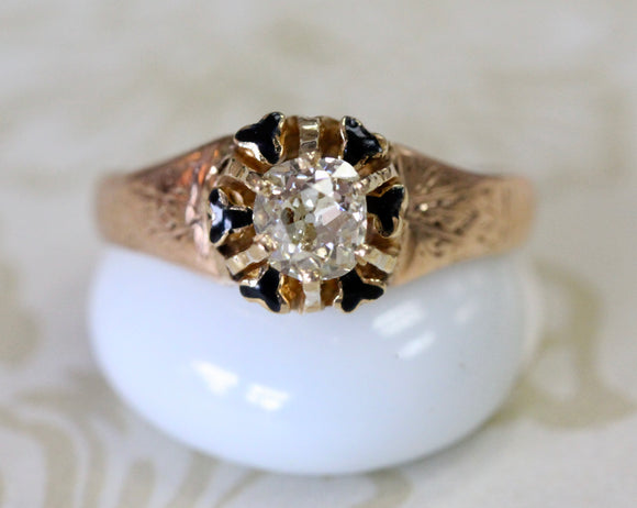 Diamond Ring with Enamel Accents ~ CIRCA 1880