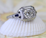 Diamond Engagement Ring with Sapphires ~ VINTAGE