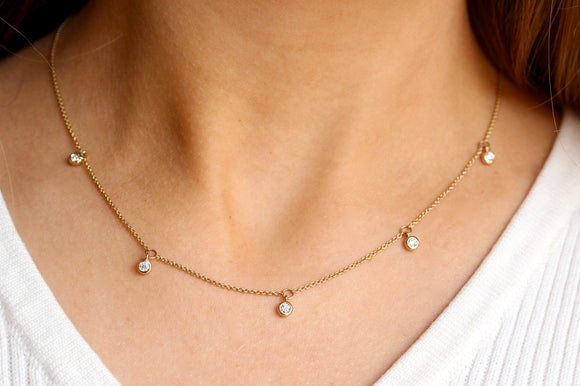 Diamond Necklace ~ 5 Bezel Set Diamonds