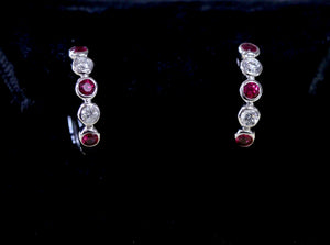 Ruby & Diamond HUGGIE Earrings
